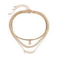 Vintage letter pendant handmade necklace temperament snake bone chain dollar sign multilayer necklace